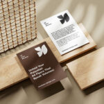 5 Shots of A4 Flyer Mockup on Wooden Board