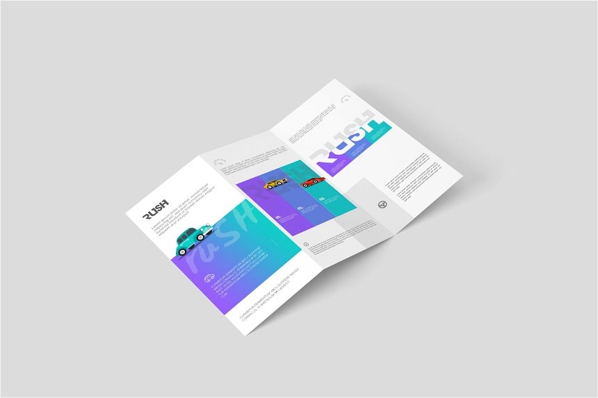 5 Shots of A4 Z Fold Brochure Mockup