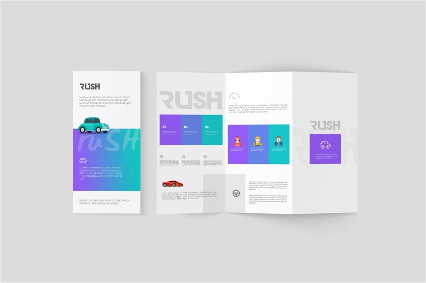 5 Shots of A4 Z Fold Brochure Mockup