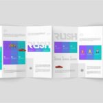 5 Shots of A4 Z Fold Brochure Mockup
