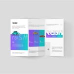 5 Shots of A4 Z Fold Brochure Mockup
