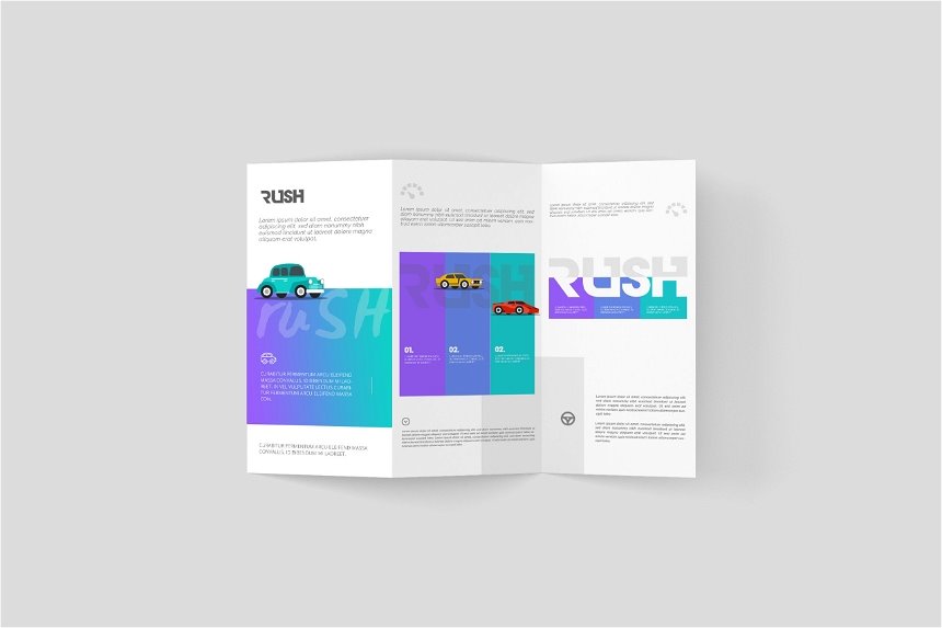 5 Shots of A4 Z Fold Brochure Mockup