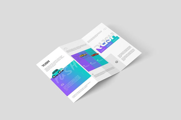 5 Shots of A4 Z Fold Brochure Mockup