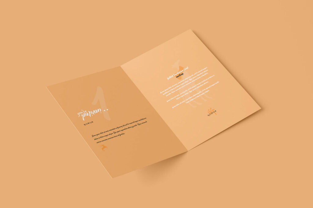 5 Shots of A5 Folded Invitation Card Mockup