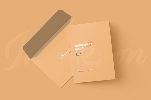 5 Shots of A5 Folded Invitation Card Mockup