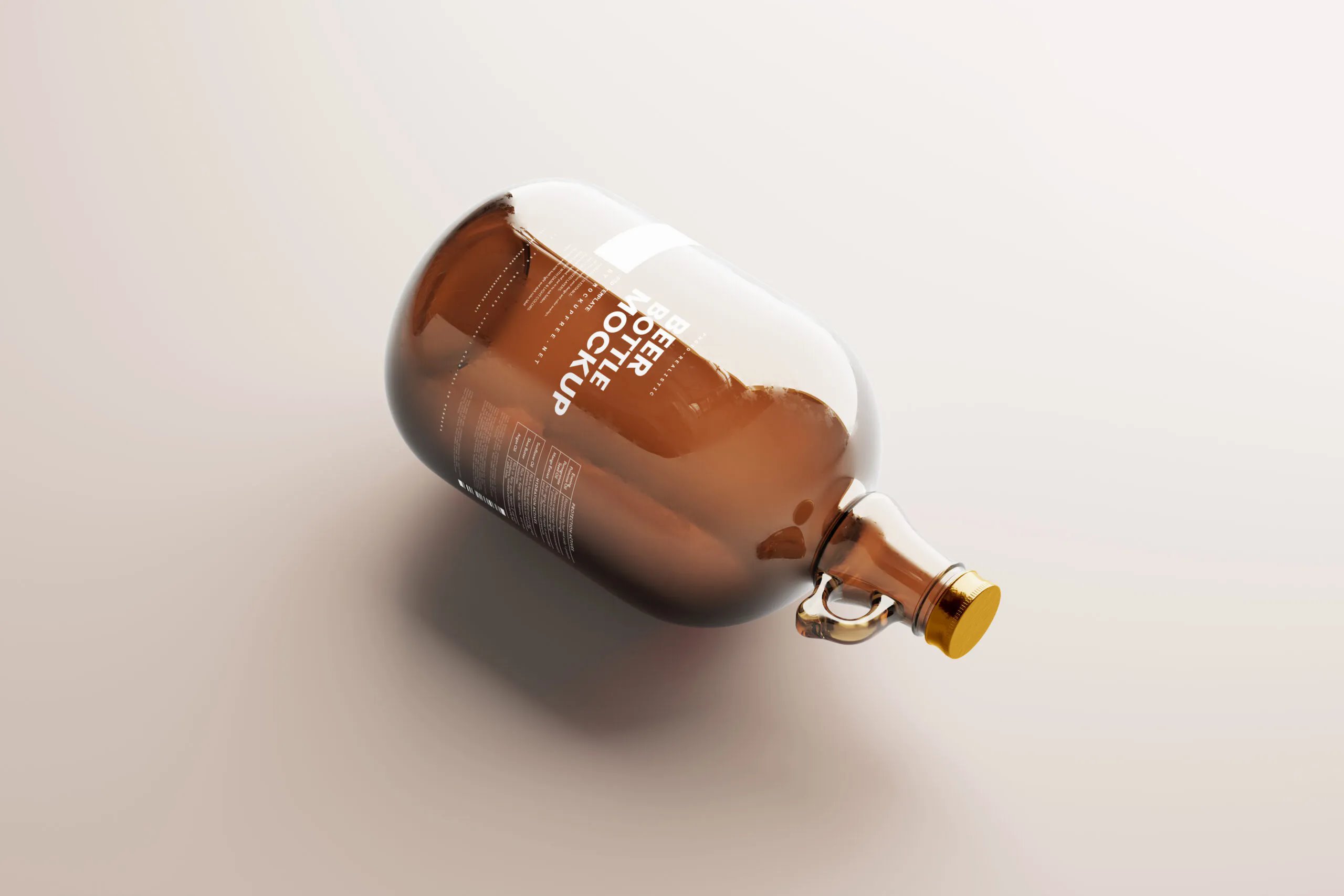 5 Shots of Amber Glass Beer Bottle Mockup with Handle FREE PSD