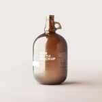 5 Shots of Amber Glass Beer Bottle Mockup with Handle