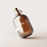 5 Shots of Amber Glass Beer Bottle Mockup with Handle