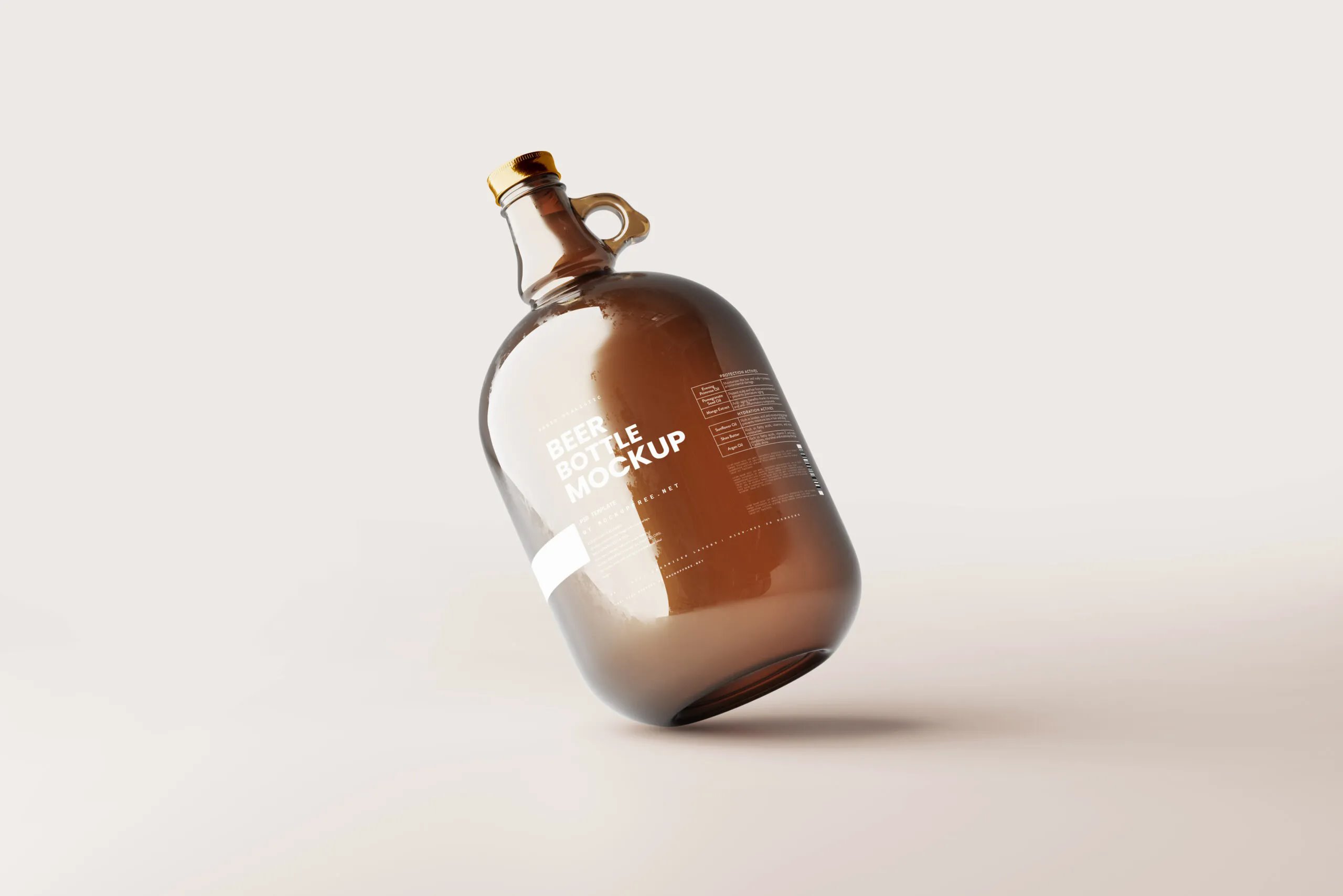 5 Shots of Amber Glass Beer Bottle Mockup with Handle FREE PSD