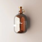5 Shots of Amber Glass Beer Bottle Mockup with Handle