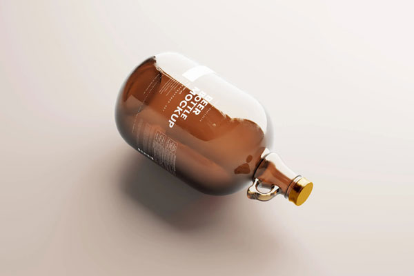 5 Shots of Amber Glass Beer Bottle Mockup with Handle