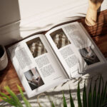 5 Shots of Books Mockup on Wooden Shelf