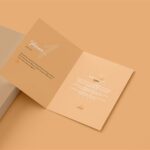 5 Shots of Folded Invitation Card Mockup with Envelope