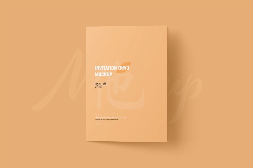 5 Shots of Folded Invitation Card Mockup with Envelope