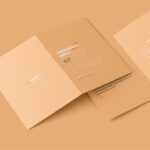 5 Shots of Folded Invitation Card Mockup with Envelope
