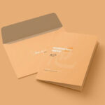 5 Shots of Folded Invitation Card Mockup with Envelope