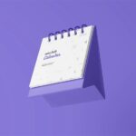 5 Shots of Mini Desk Calendar Mockup
