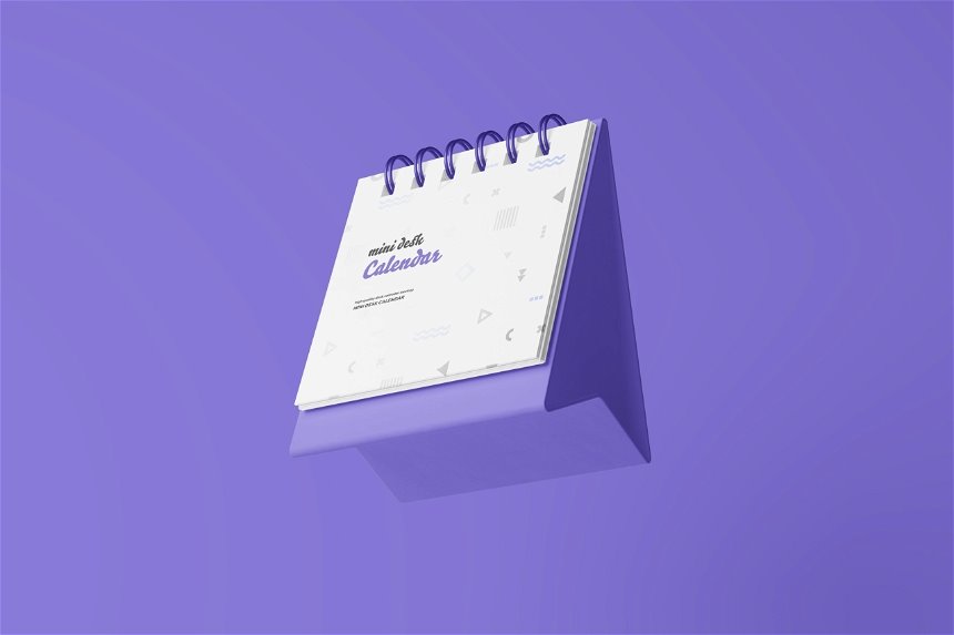 5 Shots of Mini Desk Calendar Mockup