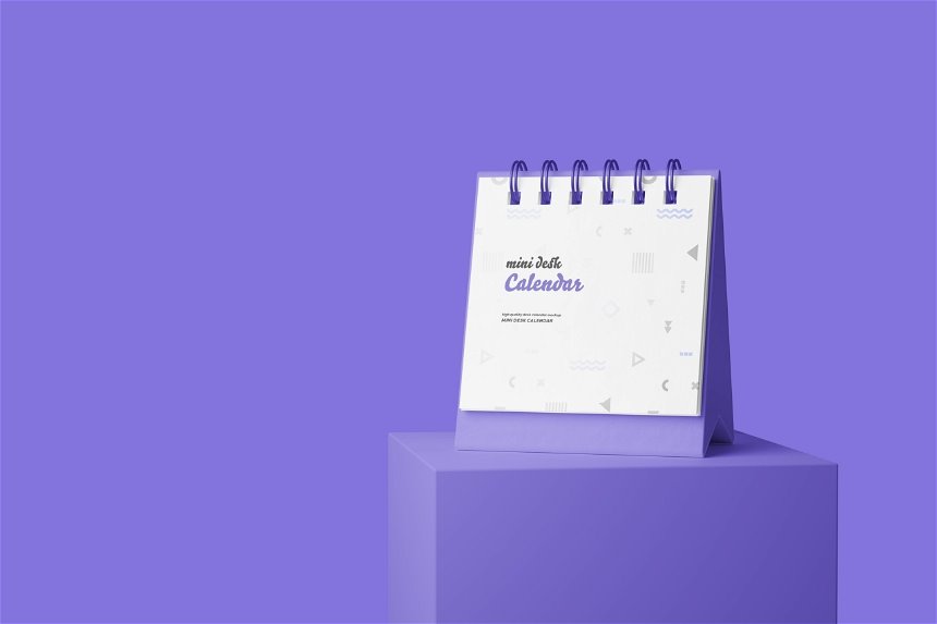 5 Shots of Mini Desk Calendar Mockup
