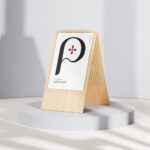 5 Shots of Poster Mockup on Wooden Stand
