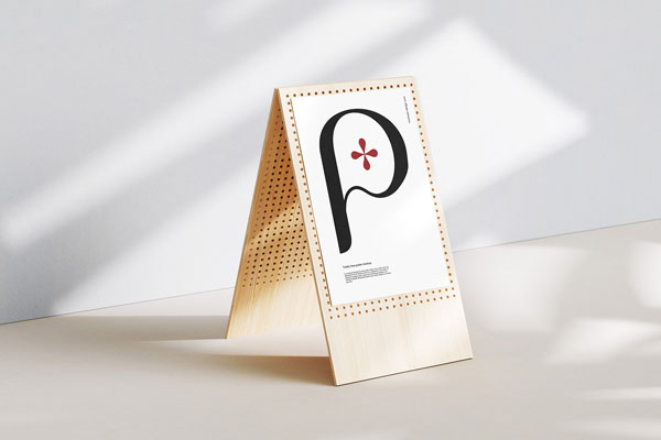 5 Shots of Poster Mockup on Wooden Stand