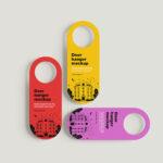 5 Shots of Rounded Door Hanger Mockup