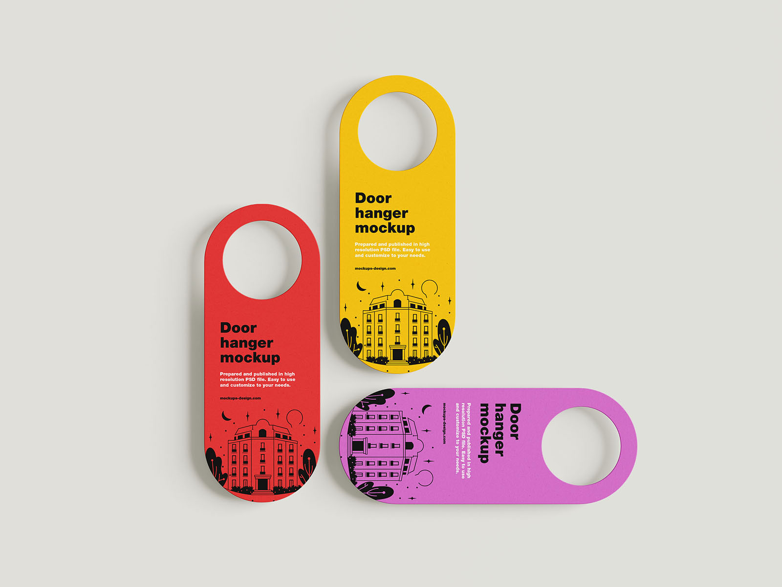 Free 5 Shots of Rounded Door Hanger Mockup PSD Template