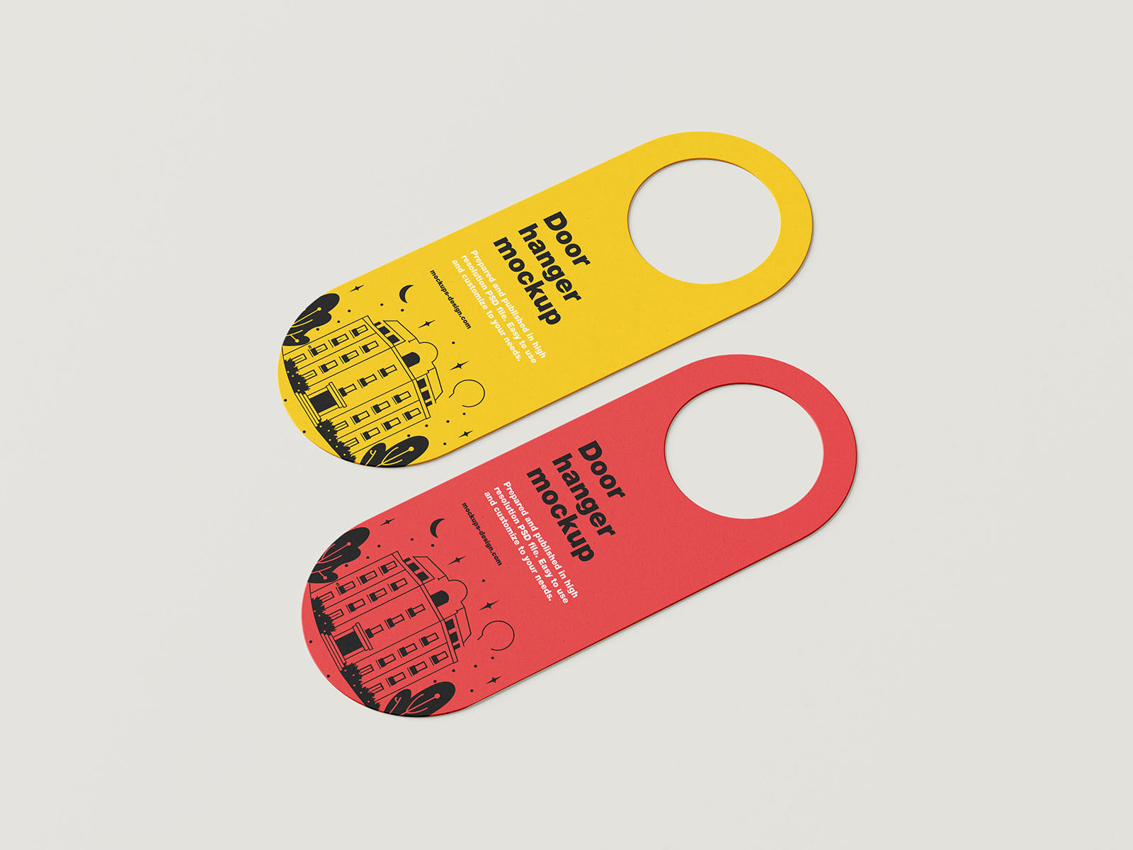Free 5 Shots of Rounded Door Hanger Mockup PSD Template
