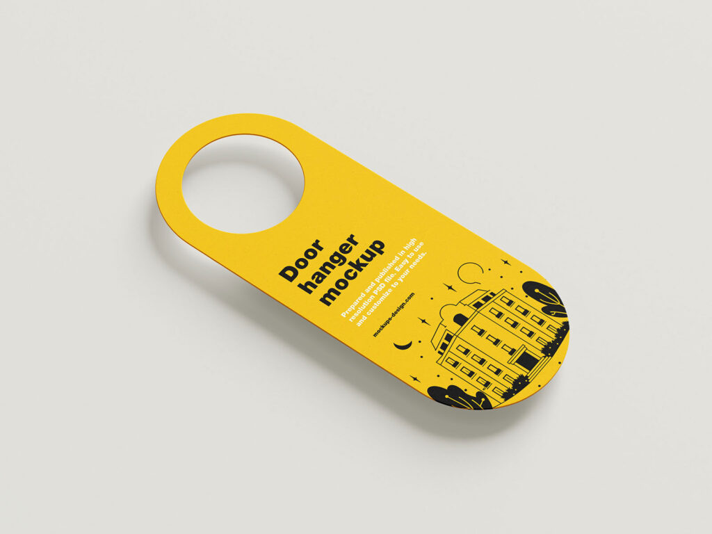 5 Shots of Rounded Door Hanger Mockup