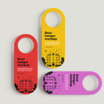 5 Shots of Rounded Door Hanger Mockup