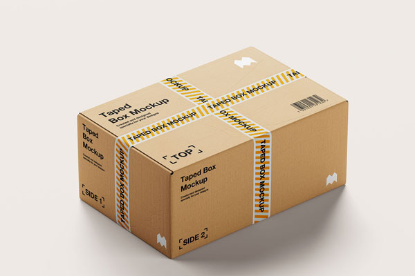 5 Shots of Taped Box Mockup