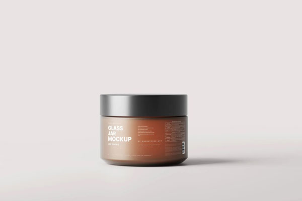 5 Sights of Frosted Amber Glass Jar Mockups with Label