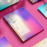 5 Sights of Spiral Notebook Mockup with Shadow Overlay
