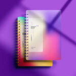 5 Sights of Spiral Notebook Mockup with Shadow Overlay