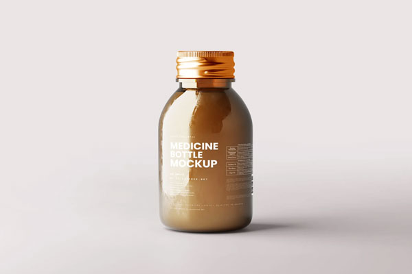 5 Small Liquid Medicine Bottle Mockups in Different Sights