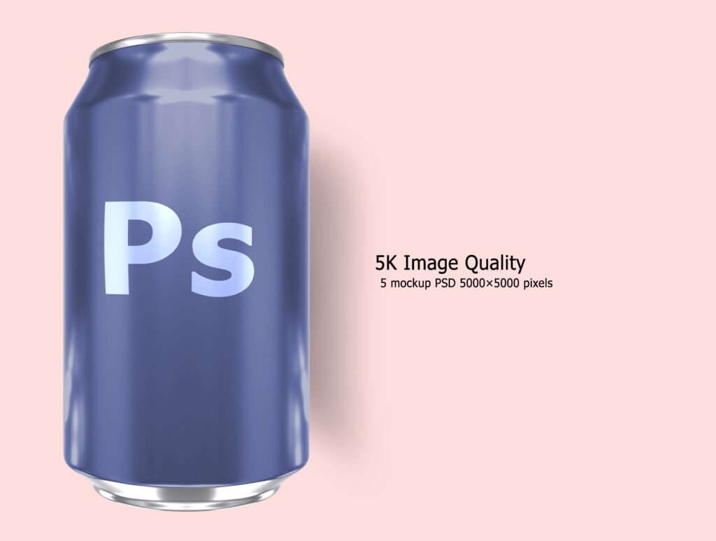 5 Soda Can Mockup from Different Perspectives