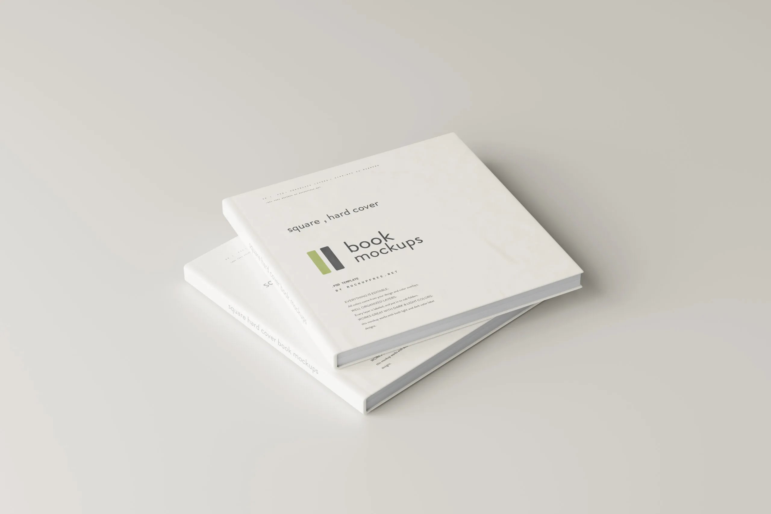 5 Square Hard Cover Book Mockups in Varied Views FREE PSD