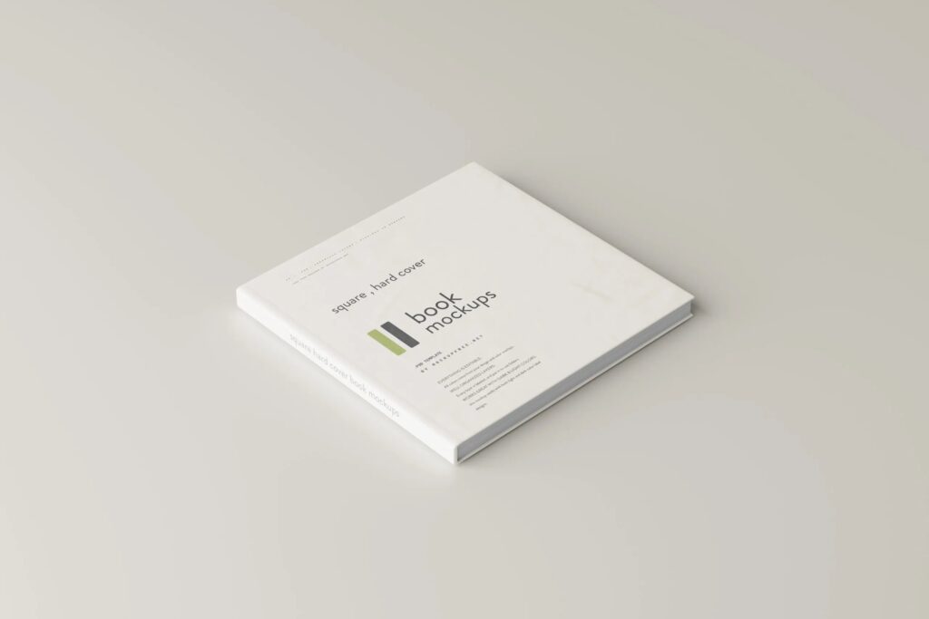 5 Square Hard Cover Book Mockups in Varied Views