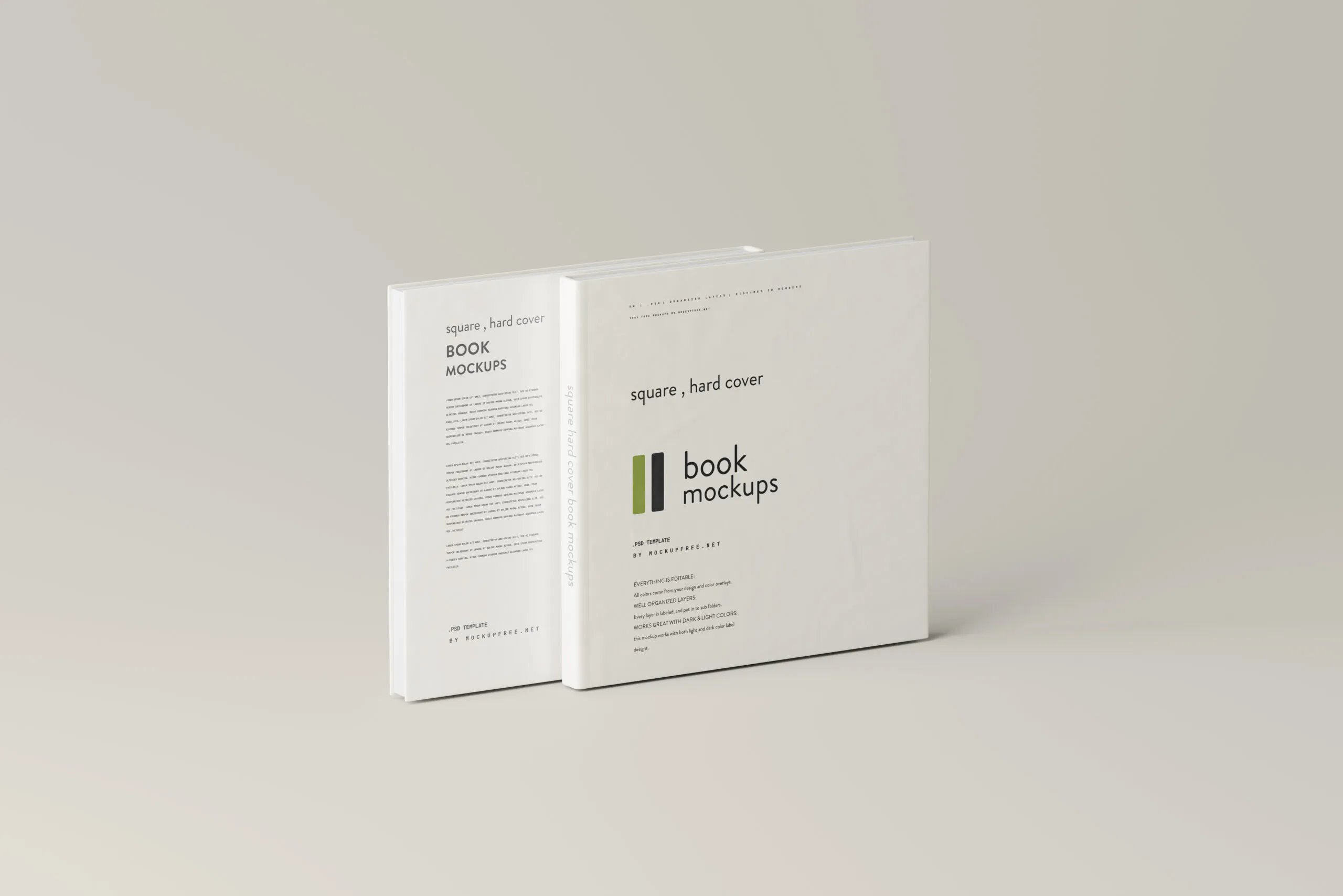 5 Square Hard Cover Book Mockups in Varied Views FREE PSD