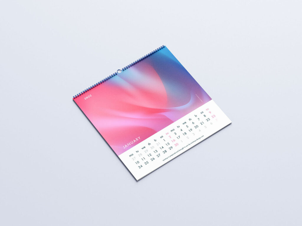 5 Square Wall Calendar Mockups in Different Visions