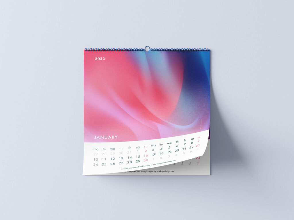 5 Square Wall Calendar Mockups in Different Visions