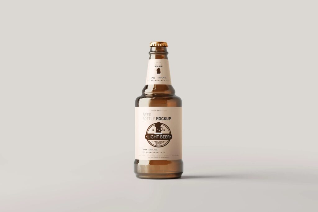 5 Stubby Beer Bottle Mockups in Different Visions