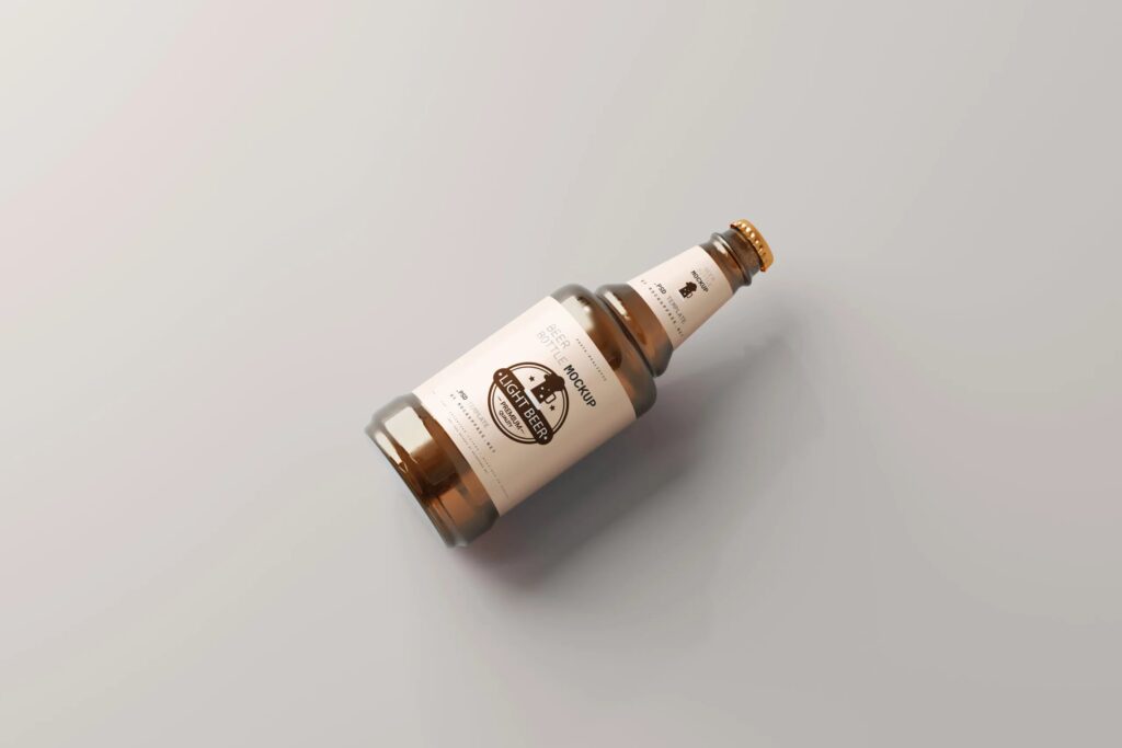 5 Stubby Beer Bottle Mockups in Different Visions