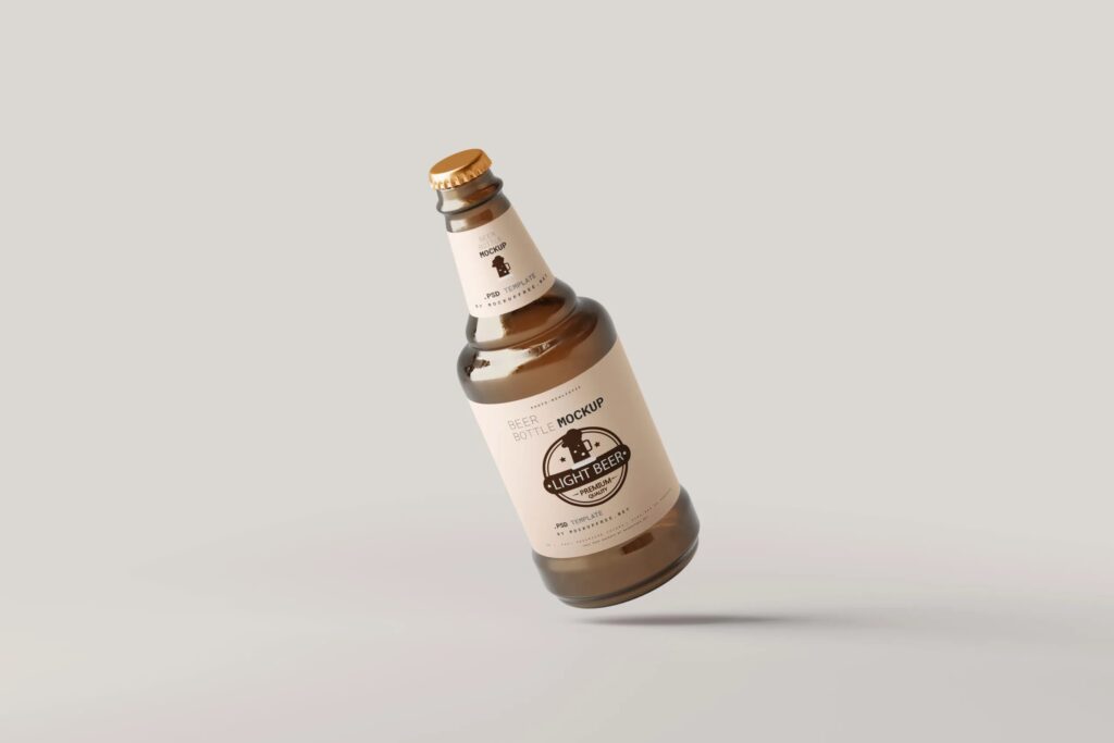 5 Stubby Beer Bottle Mockups in Different Visions