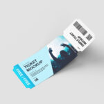 5 Tickets Mockups in Perspective Sights