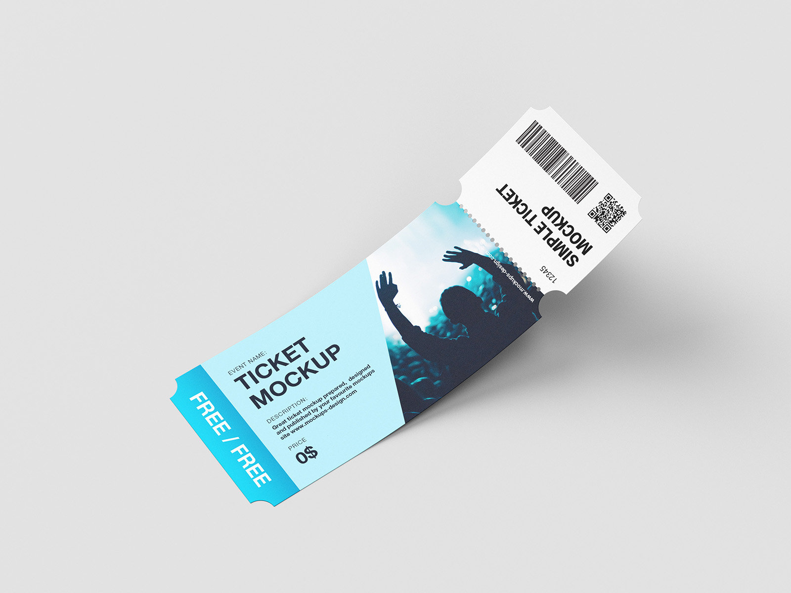 5 Tickets Mockups in Perspective Sights FREE PSD