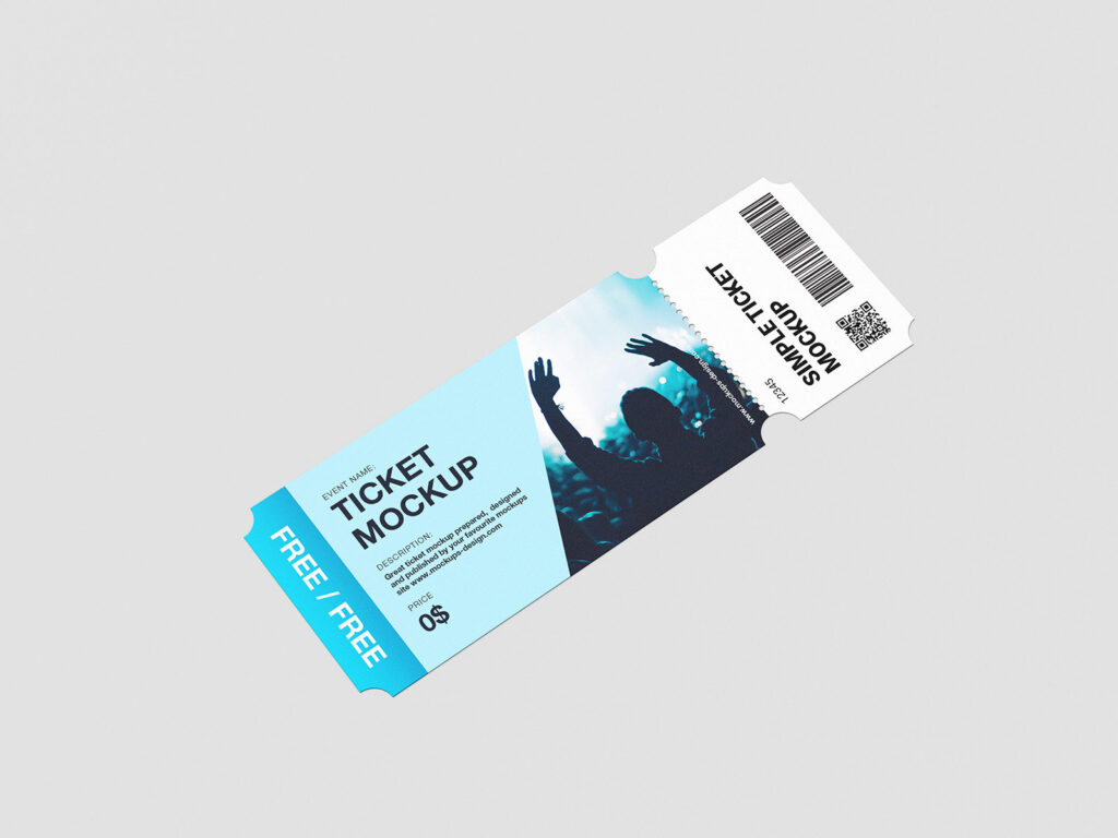 5 Tickets Mockups in Perspective Sights