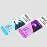 5 Tickets Mockups in Perspective Sights
