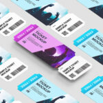 5 Tickets Mockups in Perspective Sights