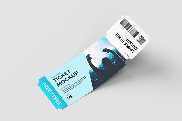 5 Tickets Mockups in Perspective Sights